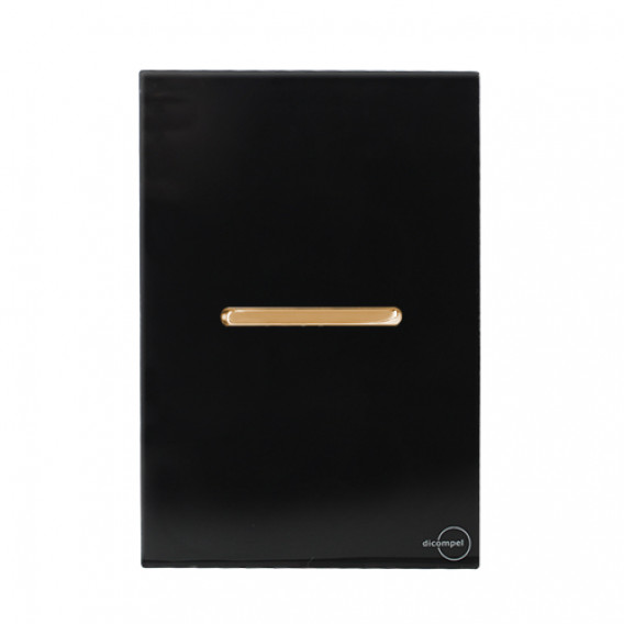 Conjunto Interruptor Paralelo Horizontal 4x2 - Novara Glass Preto Brilhante Gold Conjunto Interruptor Paralelo Horizontal 4x2 - Novara Glass Preto Brilhante Gold